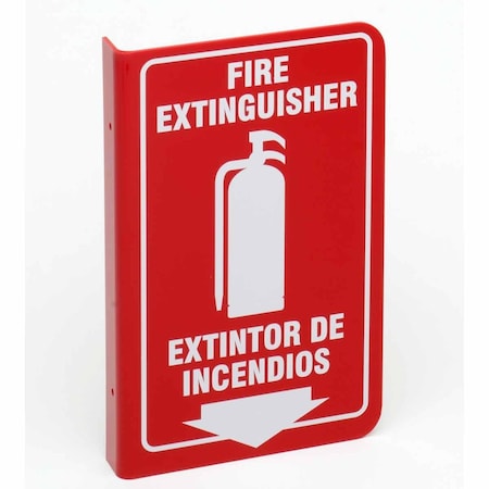 Brady Fire Extinguisher Sign, 11 in Height, 7 in Width, Acrylic, Rectangle, English, Spanish L3FE15A